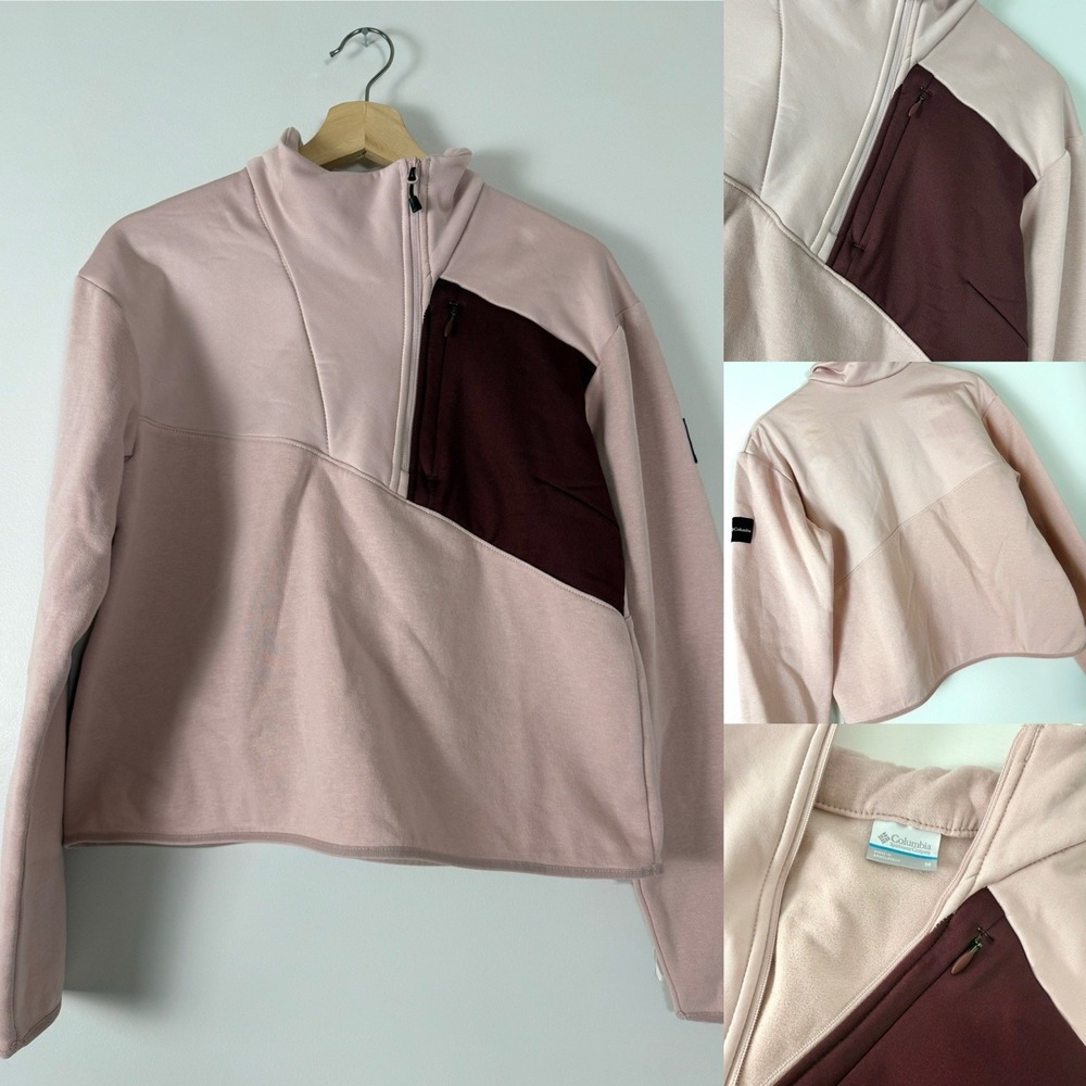 Columbia Lodge Hybrid Pullover Pink Burgundy Women's Size Medium